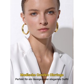 Prosteel Women's Creole Earrings Stainless Steel / 18 K Gold Plated Huggie Hoop Folding Hoop Earrings for Women Girls 25/30/40/60/70/80 mm Large Circle Earrings Accessory, Gold Plated