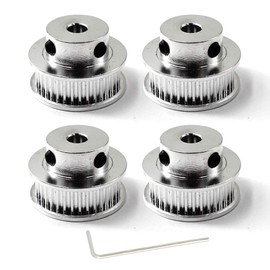 Pulley 40 Teeth Timing Belt Pulley 10 mm Bore Pulley for Ropes 6 mm 3D Printer Timing Belt Roll Pack of 4 (Wrench Included)