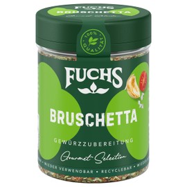 Fuchs Spices Gourmet Selection Mediterranean Bruschetta Spice Preparation, Refillable, Spice Mix with Selected Herbs for Enjoyable Bruschetta and Dressings, Vegan, Colourful, 50 g