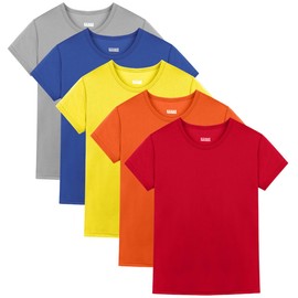 Juephe 5 Pack Boys/Kids/Teens Quick Dry Shirts Mesh Moisture Wicking Active Athletic Performance T-Shirts(Age 4-18Y)