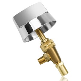 Propane Gas Control Valve 0.047" Orfice with Chromed Steel Control Knob, Natural Brass Propane Gas Control Valve for Hotel Commercial Kitchen, Stem Length 1.4"