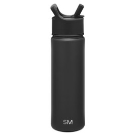 Simple Modern Kids Summit Water Bottle with Straw Lid | Vacuum Insulated Stainless Steel | Reusable Leak Proof BPA-Free Cup for School | 20oz, Midnight Black