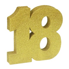 PULO CP Mfg 3D Glitter Table Number “18” Table Centerpiece Decoration for Theme Birthday Party Supplies, 1 PC Gold