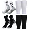 2 Set Soccer Grip Socks,Shin Guard Sleeves for Football Basketball