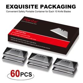 Utility Knife Blades 60 Pack, High Carbon Steel Standard Size Utility Knife Refill Blades, Heavy Duty SK5 Utility Razor Replacement Blades