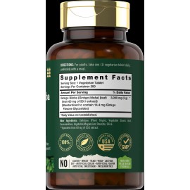 Tahoe Nutritionals Ginkgo Biloba 3000mg | 200 Tablets | Vegetarian, Non-GMO | by Tahoe Nutritionals