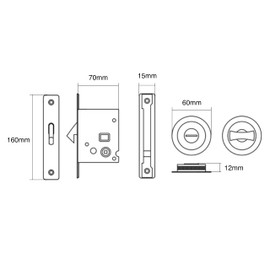 Sliding Door Bathroom Mortice Lock - Dark Bronze