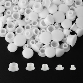 LOGJAM 300 Pcs 5 Size Plastic Hole Plugs Cover, 1/5" 1/4" 5/16" 3/8" 1/2" Round Hole Plug, Screw Caps for Furniture Cabinet