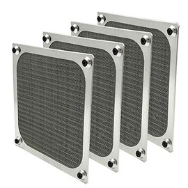 Rejillas de filtro de ventilador de computadora de 120 mm con tornillos, malla de aluminio ultrafina, color plateado, paquete de 4