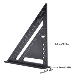 90 Degree Black Triangle Ruler Aluminum Alloy Angle Ruler Inch for Carpenter's Workshop Woodworking 7 Inch Layout Tool