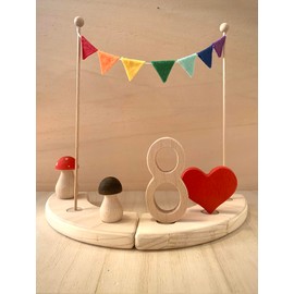 2x Motivstecker Pilz Fliegenpilz groß und Steinpilz klein Geburtstagsstecker Deko Zubehör für Geburtstagszug Geburtstagsring Geburtstagstisch