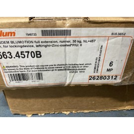 Blum 563.4570B TANDEM 18" Concealed Undermount Slide, 100 lb Cap, Self/Soft Clos