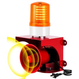 Saladulce 120dB Industrial Siren Alarm, IP55 Outdoor Sound and Light Alarm, Waterproof Siren with Light for Office, Home, Factory, Warehouse, Intruders, Emergency(110V)