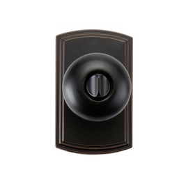 Delaney Callan Hardware Santo Privacy Door Knob, Fits Door 1-3/8 to 1-3/4 in. Thick, Edge Oil Rubbed Bronze – Reversible Left/Right-Handed Bed & Bathroom Push Button Door Knob – Easy to Install