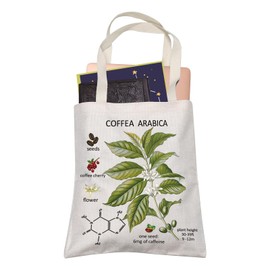 Coffee Lover Gift Caffeine Coffea Arabica Anatomy Shopping Bag Women Christmas Birthday Shoulder Bag, Coffea Arabica, Medium, Daily