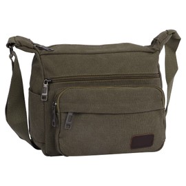 NiCoLa Shoulder Bags Canvas Messenger Bag for Men, Medium Crossbody Bags with Multiple Pockets, Shoulder Bag for Working Dog Walking Cycling Daily Use (Army Green)