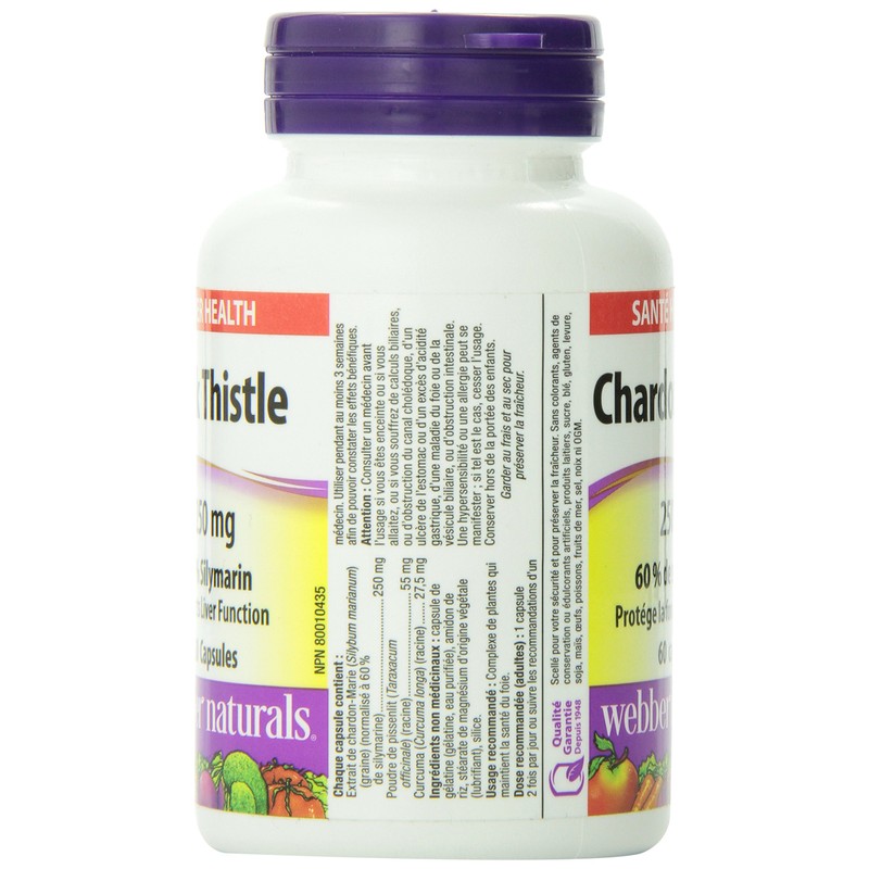 Webber Naturals Milk Thistle 60-Percent Silymarin Extract Capsule, 250mg