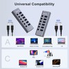 Hub USB alimentado con lector de tarjetas TF/SD, concentrador USB