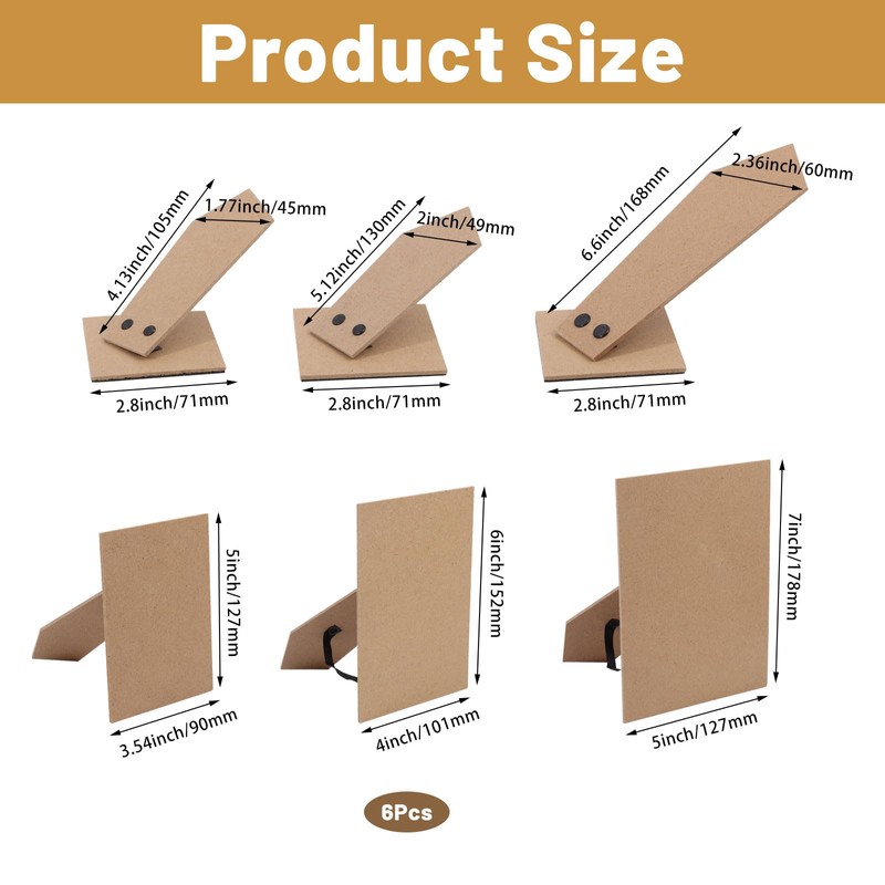 beinkmake 6Pcs Picture Frame Backing Board Easel Back Replacement Self-Adhesive