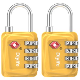 Diyife TSA Luggage Locks, [Updated] Pack of 2 4-Digit Combination Padlock, Combination Locks, Travel Suitcase for Suitcase, Luggage, Bag, Weapon Case, Locker - Yellow