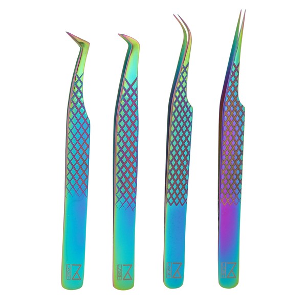 M LASH Set de 4 extensiones de pestañas con agarre de diamante V2 – suministro de pestañas de acero japonés (color multicolor)