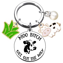 Cow Gifts Christmas Birthday Inspirational Gift Ideas for Cattle Lovers Animal Keychain for Girl Mom Aunt Lady Cute Bag Charms Cow Themed Gifts for Women Men Emotional Support Coworker Cattle Jewelry