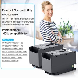 HOSAAM T6715 T6716 Ink Maintenance Box for Workforce WF-3820 WF-4830 WF-4730 WF-4740 WF-4820 EC-4040 EC-4030 WF-4720 WF-C5710 WF-C5790 EC-4020 WF-C5210 WF-4734 Printer(PXMB7/PXMB8) (2 Packs)