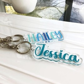 Katartizo Llavero personalizado con nombre personalizado, colorido acrílico grabado letras llavero personalizado