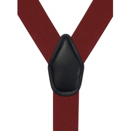 Moulen Men's Y-Back 1.4 Inches Wide Button End Elastic Adjustable Suspenders, Burgundy