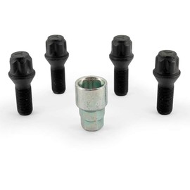 H&R B14252801KEY4 Rim Lock – Set of 4 Cone 60 ° M14 x 1.25 x 28 mm, Black