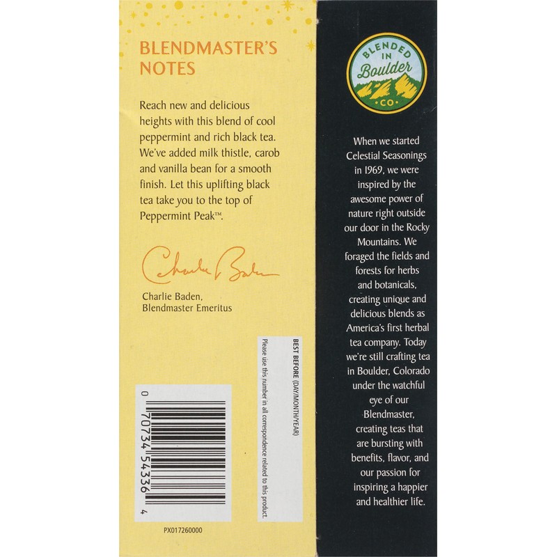 Celestial Seasonings Peppermint Peak Black Tea, 20 Tea Bags