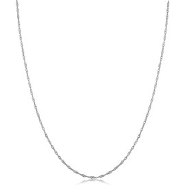 Kooljewelry 10k White Gold Singapore Chain Necklace (0.7 mm, 18 inch)