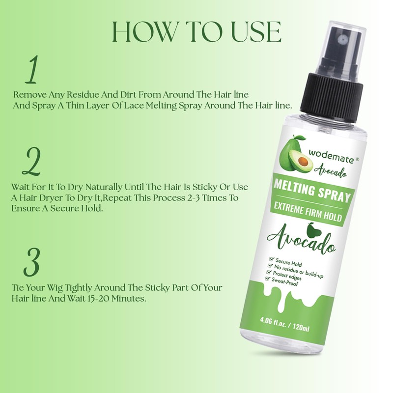 wodemate Lace Melting Spray for GlueLess Wigs, Extreme Hold Melting