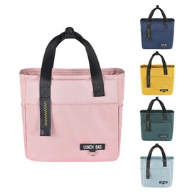 INNKGLE Insulated Lunch Bag -Pink- Leakproof PEVA Liner, Triple-Layer Thermal Insulation, Large Opening, Front & Side Pockets - for Adults & Kids, Cool Bag for Office, School, Picnic, Outdoors