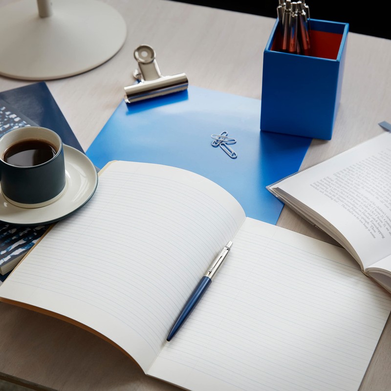 Parker Jotter Boligrafo Azul Real Terminado En Cromo Tinta Azul