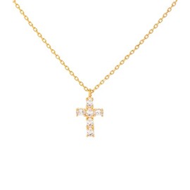 BLANK SLATE Dainty Adjustable Mini Cross Rhinestone Necklace