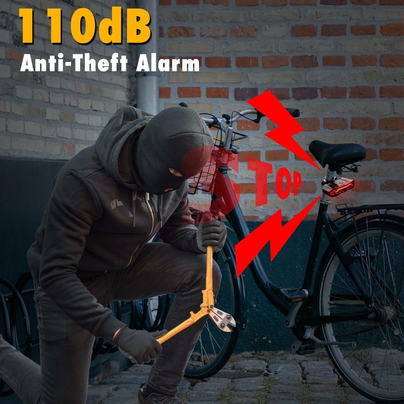 NineLeaf Smart Bike Seat Tail Light Kit, Anti-Theft Bike Alarm