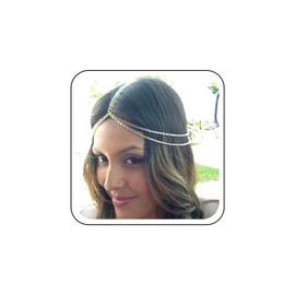 Inateannal Geschichtet Kette Kopfschmuck Gold Geschichtet Kopf Kette Kopfschmuck Vintage Quaste Braut Haar Hochzeit Zubehör Schmuck Für Frauen