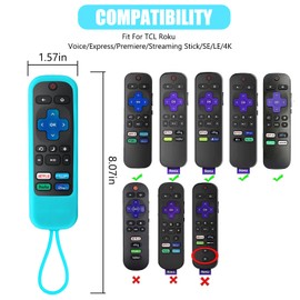 2 Pack Case for Roku Express/Streaming Stick/Premiere - Silicone Remote Cover for TCL Roku TV Remote Sleeve Skin Smart TV Remote Sleeve with Loop Protective Cover (Glow Purple+ Glow Pink)