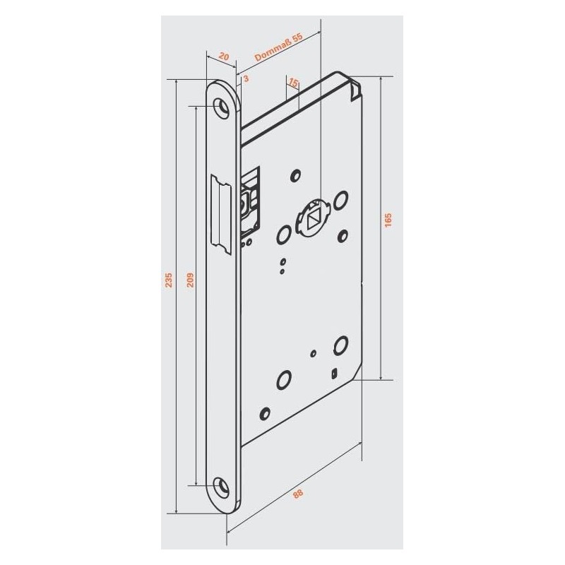 WIR elektronik, mSCHLOSS Mechanical Magnetic Latch Mortice Lock Stainless Steel