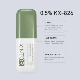 Kintor Sueros de densidad capilar KX-826 al 0.5%, bloqueador de DHT, reparación del cabello, más grueso, fortalecedor, cabello más sano y de aspecto m