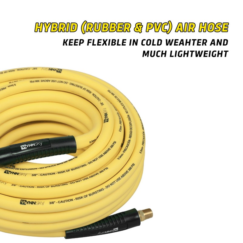 WYNNsky 3/8" Hybrid Air Hose 50ft 1/4" MNPT Air Compressor