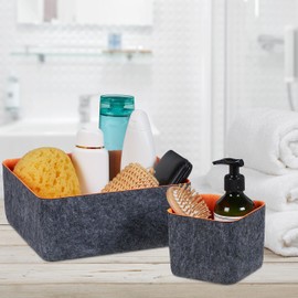 Relaxdays 5-Piece Organiser for Wardrobe, Drawer and Much More, Foldable, 2 Sizes, Grey/Orange