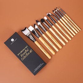 Set de brochas SFX de Narrative Cosmetics, Coleccin Esencial 2, 12 brochas de maquillaje con cerdas sintticas y mangos de bamb natural.               