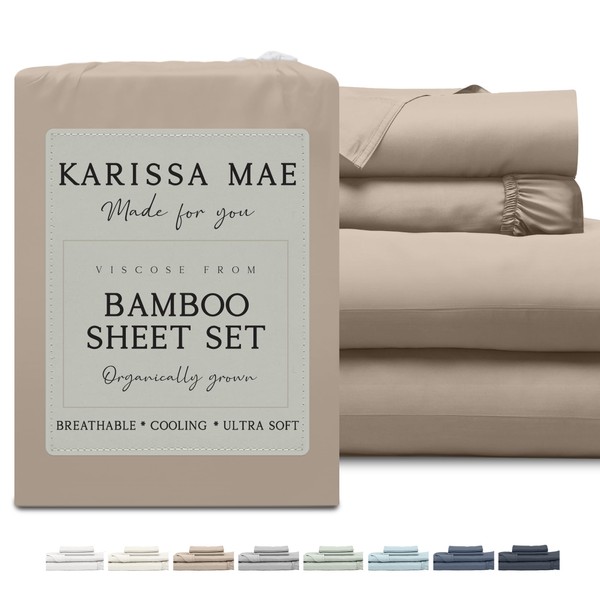 KARISSA MAE Cooling Bamboo Viscose Queen Sheet Set | 100%
