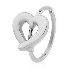 Nosejewels 925 Sterling Silver Seamless Nose Ring Daith Helix Continuous Heart Hoop 20G