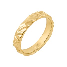 EVE Jewellery Gold Rings for Women, 14k Gold Plated Rings Women, Textured Delicate Band Rings for Women Girls (8)