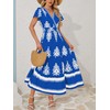 Simlakey Women Summer Casual Dress Boho Maxi Dress Flowy V