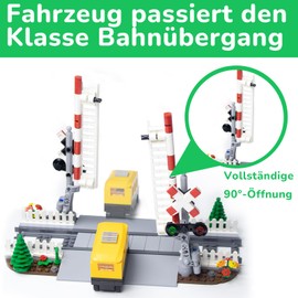 Cabeeskii City Railway Crossing with Railing & 2 Tracks - Railway Intersection for Railway | Train Rail Accessories Compatible with Large Brands