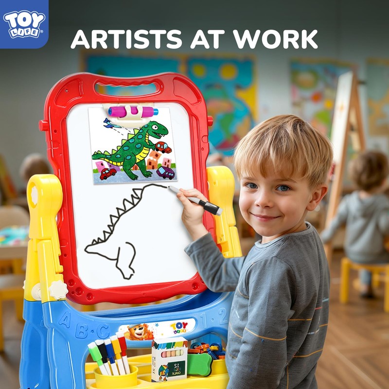 STEAM Life Large Art Easel for Kids, Double-Sided 4In1 Toddler